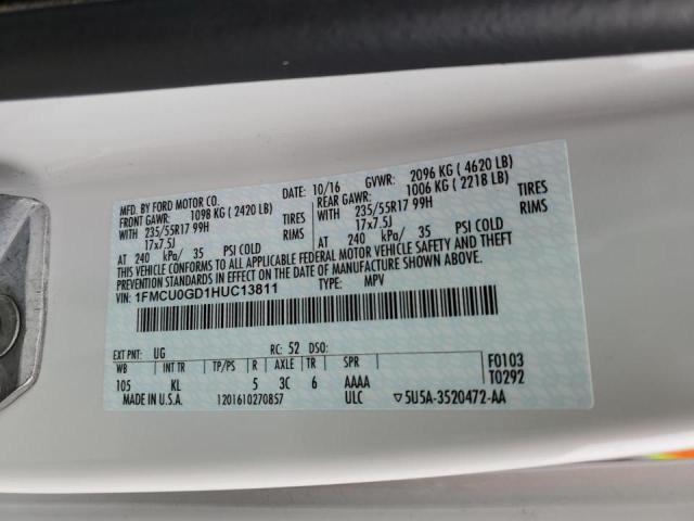 Photo 10 from auction – 2017 FORD ESCAPE SE with VIN 1FMCU0GD1HUC13811