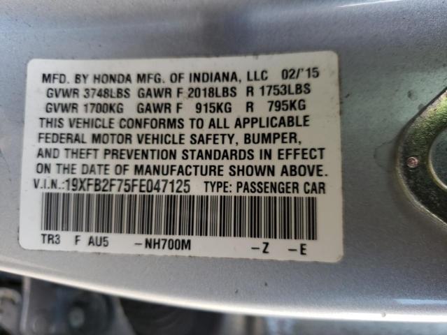 Photo 10 from auction – 2015 HONDA CIVIC SE with VIN 19XFB2F75FE047125