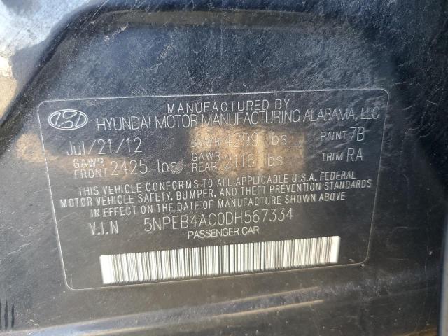Photo 10 from auction – 2013 HYUNDAI SONATA GLS with VIN 5NPEB4AC0DH567334