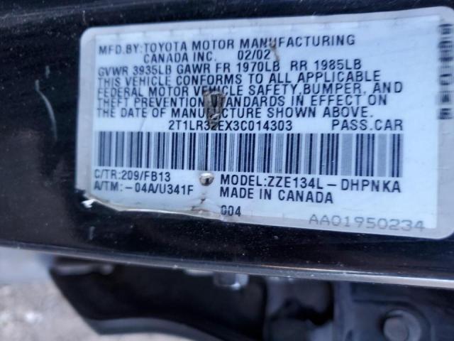 Photo 10 from auction – 2003 TOYOTA COROLLA MA with VIN 2T1LR32EX3C014303