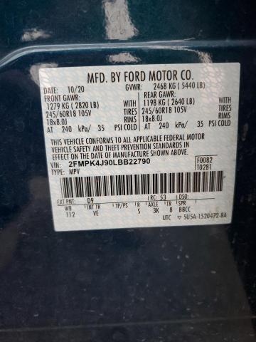 Photo 10 from auction – 2020 FORD EDGE SEL with VIN 2FMPK4J90LBB22790