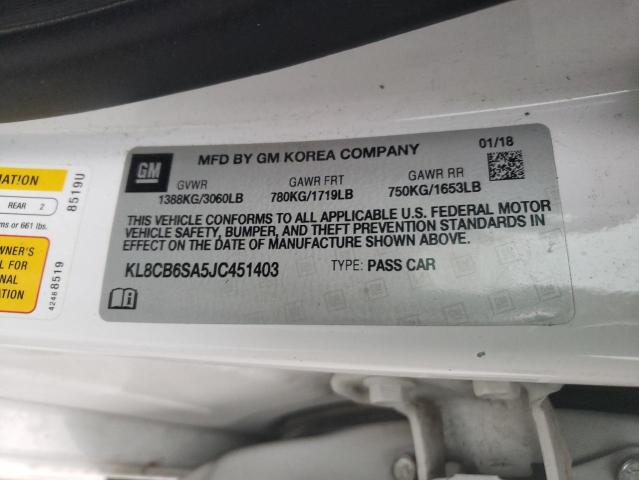 Photo 10 from auction – 2018 CHEVROLET SPARK LS with VIN KL8CB6SA5JC451403