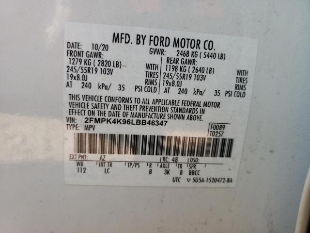 Photo 10 from auction – 2020 FORD EDGE TITAN with VIN 2FMPK4K96LBB46347