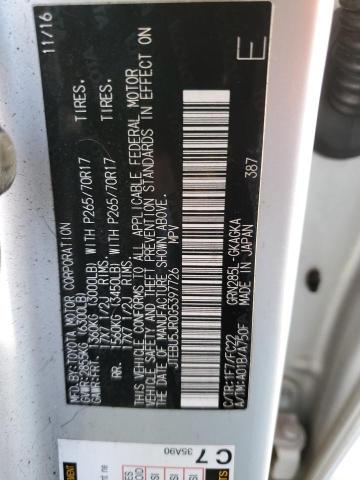 Photo 10 from auction – 2016 TOYOTA 4RUNNER SR with VIN JTEBU5JR0G5397726