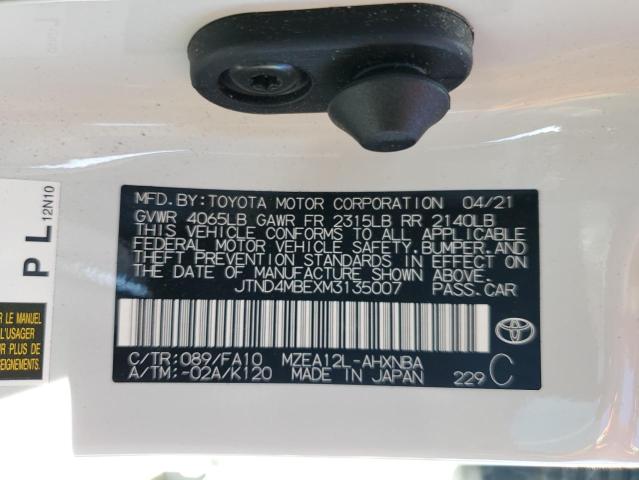 Photo 10 from auction – 2021 TOYOTA COROLLA SE with VIN JTND4MBEXM3135007