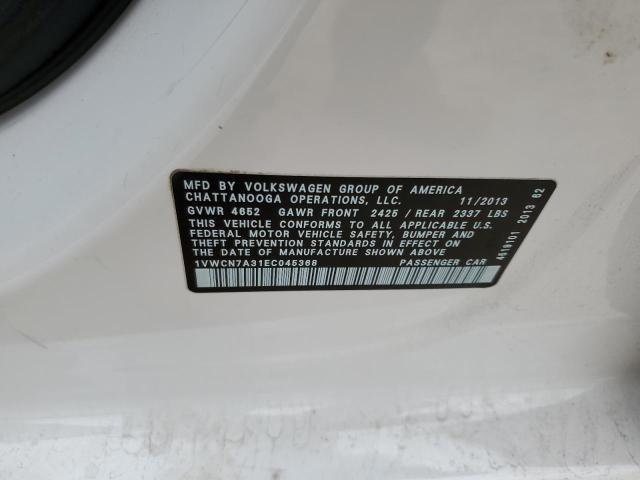 Photo 10 from auction – 2014 VOLKSWAGEN PASSAT SEL with VIN 1VWCN7A31EC045368