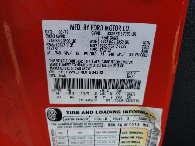 Photo 10 from auction – 2013 FORD F150 SUPER with VIN 1FTFW1EF4DFB84342