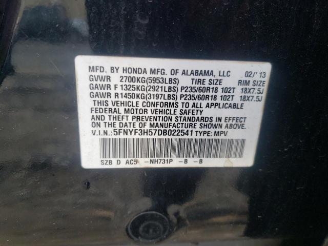 Photo 10 from auction – 2013 HONDA PILOT EXL with VIN 5FNYF3H57DB022541