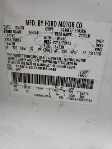 Photo 10 from auction – 2008 FORD ESCAPE XLT with VIN 1FMCU931X8KE59445