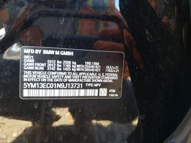 Photo 10 from auction – 2022 BMW X3 M with VIN 5YM13EC01N9J13731