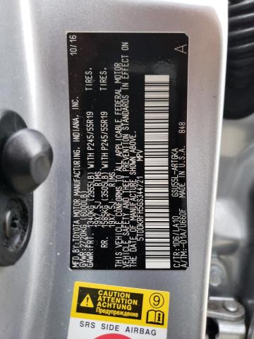 Photo 10 from auction – 2016 TOYOTA HIGHLANDER with VIN 5TDDKRFH5GS344721