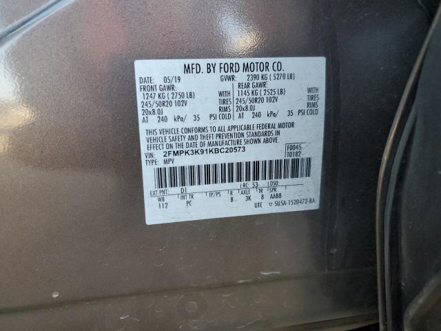Photo 10 from auction – 2019 FORD EDGE TITAN with VIN 2FMPK3K91KBC20573