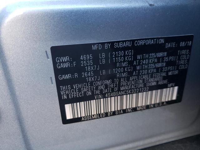 Photo 10 from auction – 2019 SUBARU OUTBACK 2. with VIN 4S4BSANC5K3221232