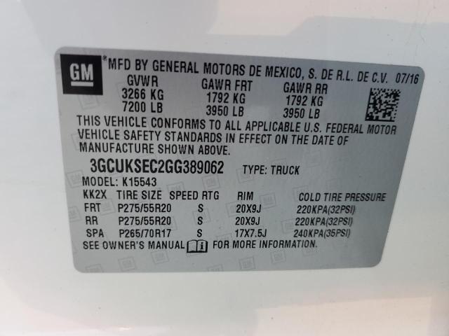 Photo 10 from auction – 2016 CHEVROLET SILVERADO2 with VIN 3GCUKSEC2GG389062