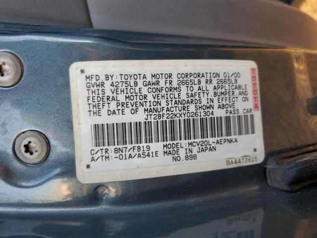 Photo 10 from auction – 2000 TOYOTA CAMRY CE with VIN JT2BF22KXY0261304
