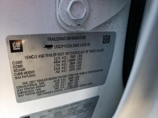 Photo 10 from auction – 2021 CHEVROLET SILVERADO with VIN 1GCPYCEL6MZ143578