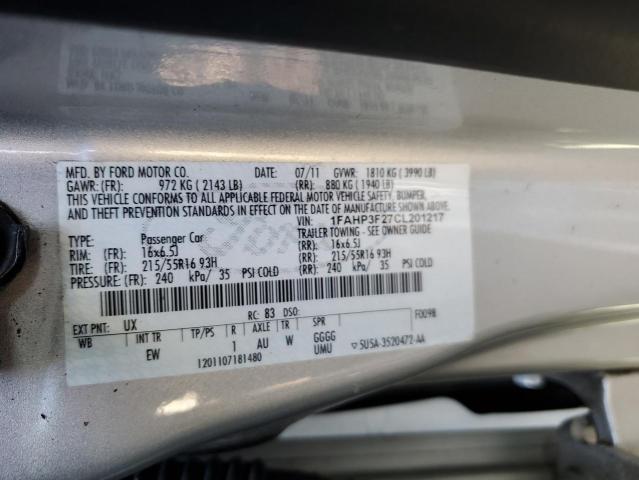 Photo 10 from auction – 2012 FORD FOCUS SE with VIN 1FAHP3F27CL201217