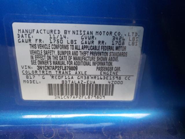 Photo 10 from auction – 2015 NISSAN VERSA S with VIN 3N1CN7AP2FL879809