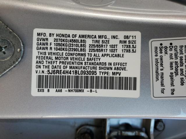Photo 10 from auction – 2011 HONDA CR-V SE with VIN 5J6RE4H41BL093095