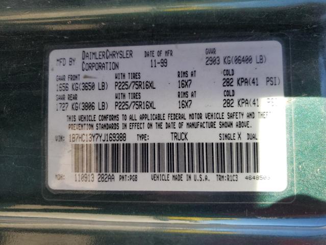 Photo 10 from auction – 2000 DODGE RAM 1500 with VIN 1B7HC13Y7YJ169388