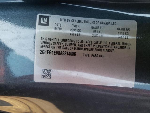 Photo 10 from auction – 2010 CHEVROLET CAMARO LT with VIN 2G1FG1EV8A9214086