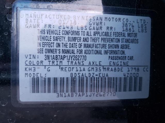 Photo 10 from auction – 2018 NISSAN SENTRA S with VIN 3N1AB7AP1JY262770