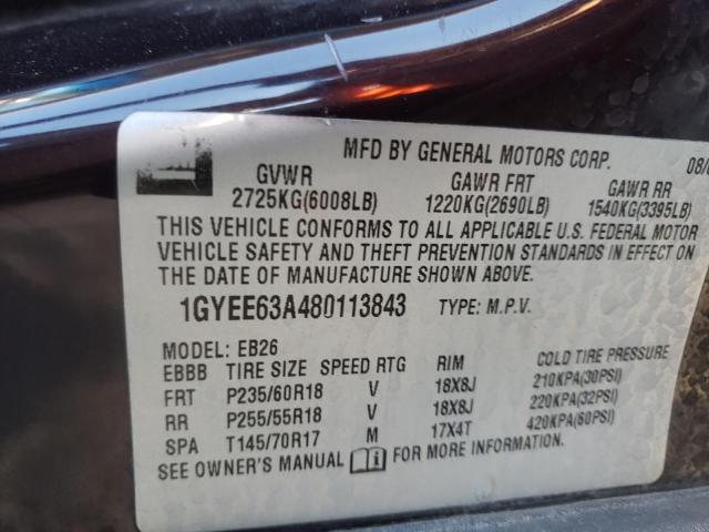 Photo 10 from auction – 2008 CADILLAC SRX with VIN 1GYEE63A480113843