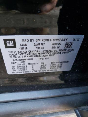 Photo 10 from auction – 2022 CHEVROLET TRAX LS with VIN KL7CJNSM3NB553189