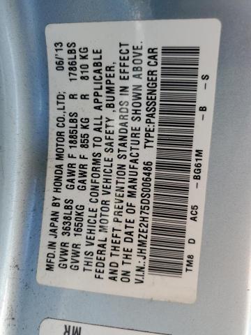 Photo 10 from auction – 2013 HONDA INSIGHT EX with VIN JHMZE2H75DS006486