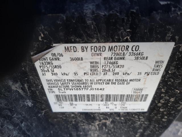 Photo 10 from auction – 2007 LINCOLN MARK LT with VIN 5LTPW18577FJ01642