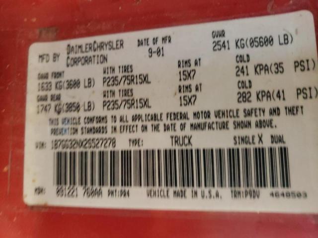 Photo 10 from auction – 2002 DODGE DAKOTA SPO with VIN 1B7GG32NX2S527278