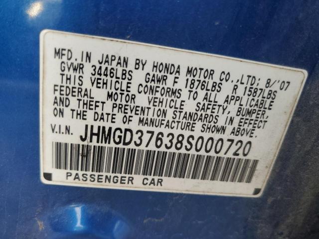 Photo 10 from auction – 2008 HONDA FIT with VIN JHMGD37638S000720