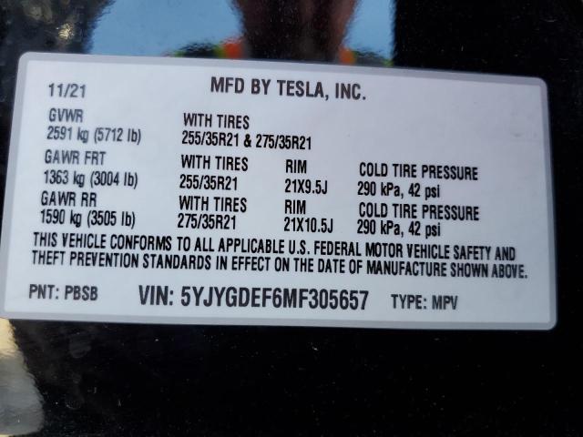 Photo 10 from auction – 2021 TESLA MODEL Y with VIN 5YJYGDEF6MF305657
