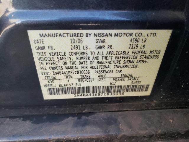 Photo 10 from auction – 2007 NISSAN MAXIMA SE with VIN 1N4BA41E87C830036
