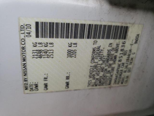 Photo 10 from auction – 2010 NISSAN MAXIMA S with VIN 1N4AA5APXAC851836