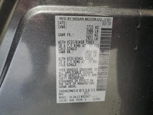 Photo 10 from auction – 2018 NISSAN PATHFINDER with VIN 5N1DR2MN5JC651631