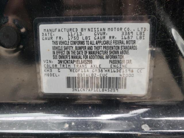 Photo 10 from auction – 2014 NISSAN VERSA S with VIN 3N1CN7AP1EL845259