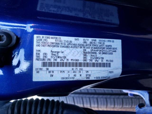 Photo 10 from auction – 2012 FORD FOCUS SE with VIN 1FAHP3K21CL371448