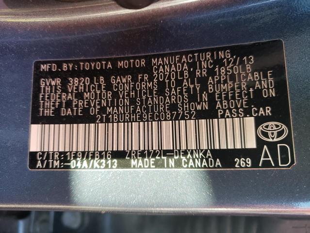 Photo 10 from auction – 2014 TOYOTA COROLLA L with VIN 2T1BURHE9EC087752