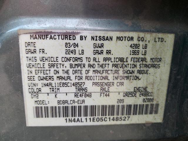 Photo 10 from auction – 2005 NISSAN ALTIMA S with VIN 1N4AL11E05C148527