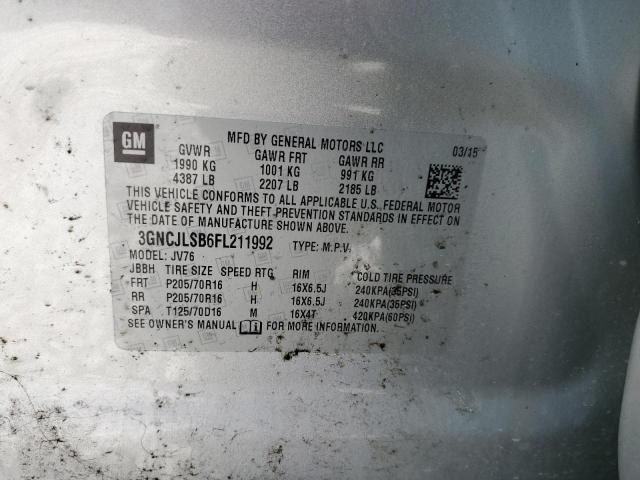 Photo 10 from auction – 2015 CHEVROLET TRAX 1LT with VIN 3GNCJLSB6FL211992