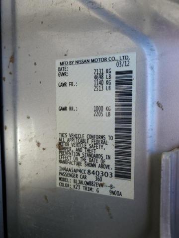 Photo 10 from auction – 2012 NISSAN MAXIMA S with VIN 1N4AA5AP4CC840303