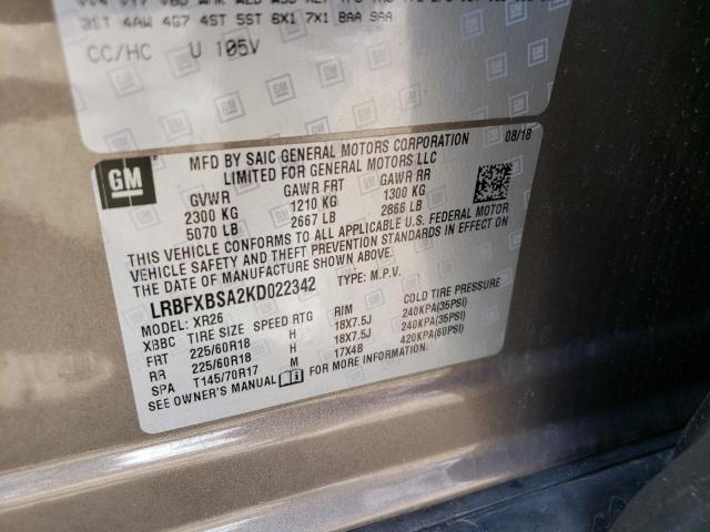 Photo 10 from auction – 2019 BUICK ENVISION P with VIN LRBFXBSA2KD022342