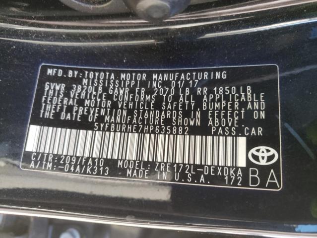 Photo 10 from auction – 2017 TOYOTA COROLLA L with VIN 5YFBURHE7HP635882