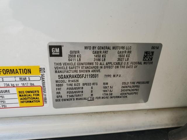 Photo 10 from auction – 2015 BUICK ENCLAVE with VIN 5GAKRAKD5FJ119591