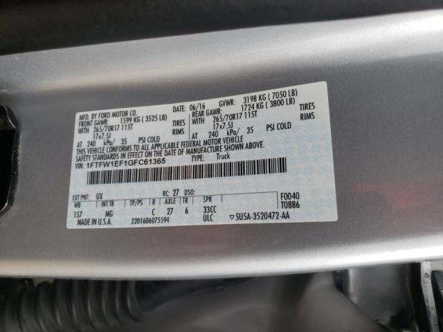 Photo 10 from auction – 2016 FORD F150 SUPER with VIN 1FTFW1EF1GFC61365