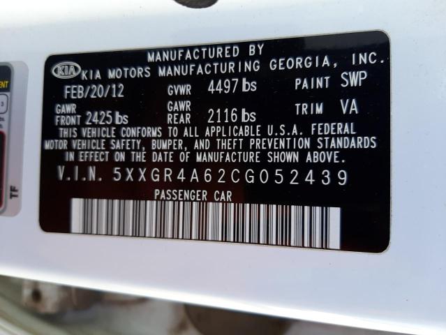Photo 10 from auction – 2012 KIA OPTIMA SX with VIN 5XXGR4A62CG052439