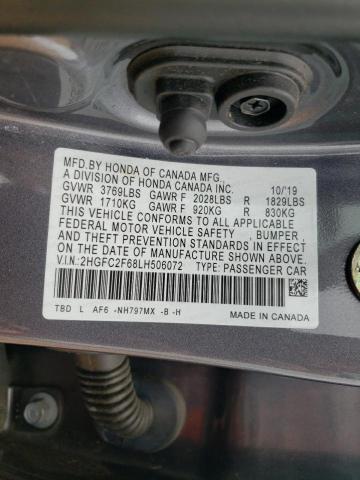 Photo 10 from auction – 2020 HONDA CIVIC LX with VIN 2HGFC2F68LH506072