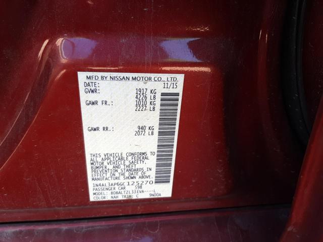 Photo 10 from auction – 2016 NISSAN ALTIMA 2.5 with VIN 1N4AL3AP6GC125270