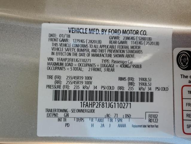 Photo 10 from auction – 2018 FORD TAURUS LIM with VIN 1FAHP2F81JG110271